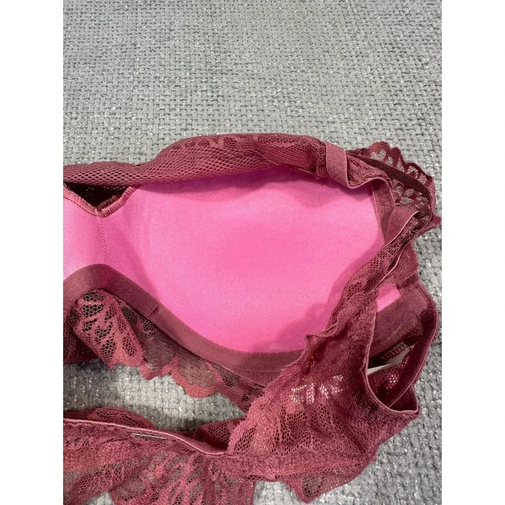 Pink Victorias Secret Bralette Womens‎ Small Dark Pink Push Up Lace
